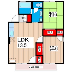 セジュール・フジサクＢの物件間取画像